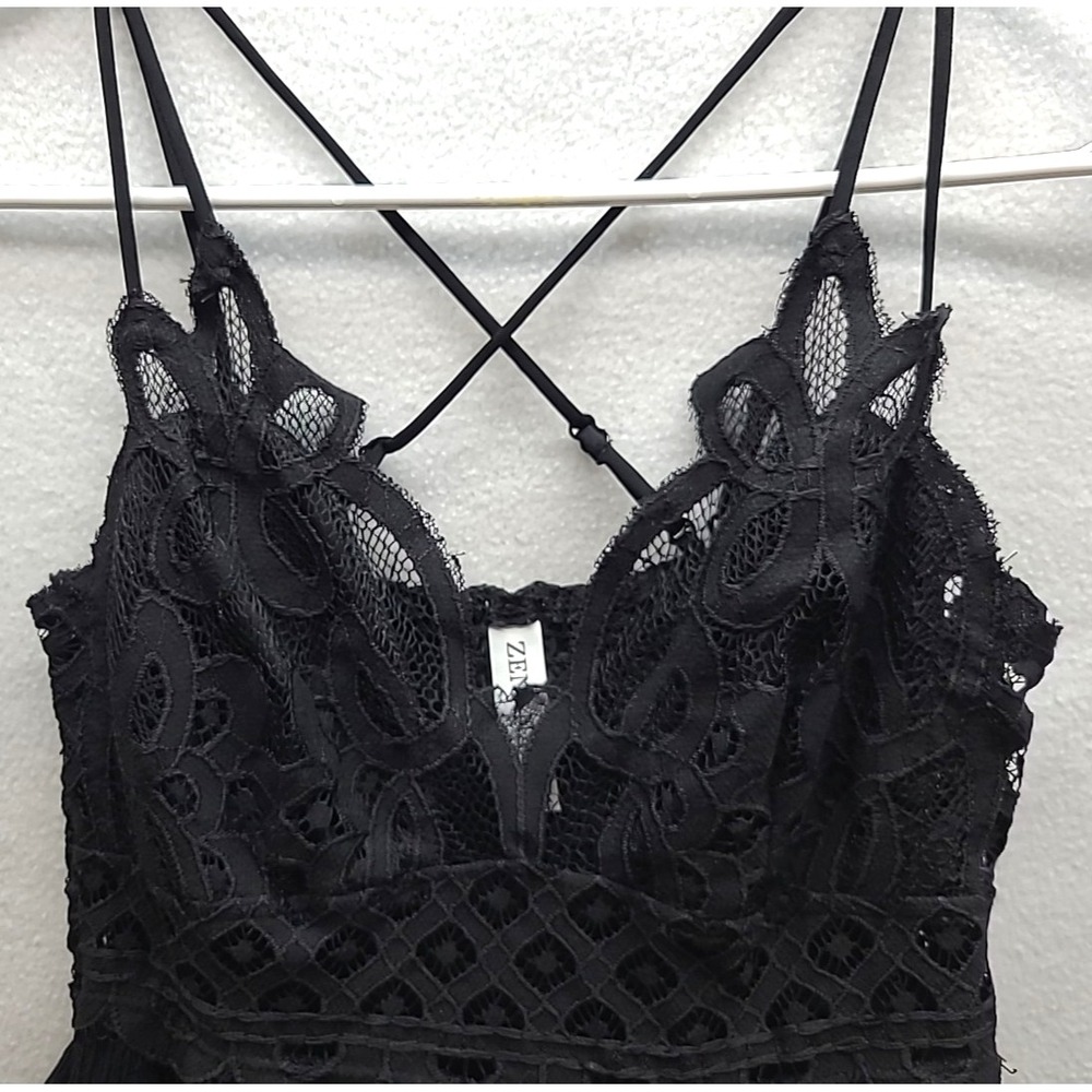 Zenana Lacy Babydoll Camisole adjustable strap Goth Whimsigoth Fairy Y2K Sz M - Picture 4 of 10
